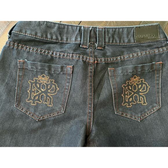 Express Jeans Stella Boot Cut Low Rise Dark Wash Stretch Shimmery Women's 8 Y2K - Picture 8 of 16